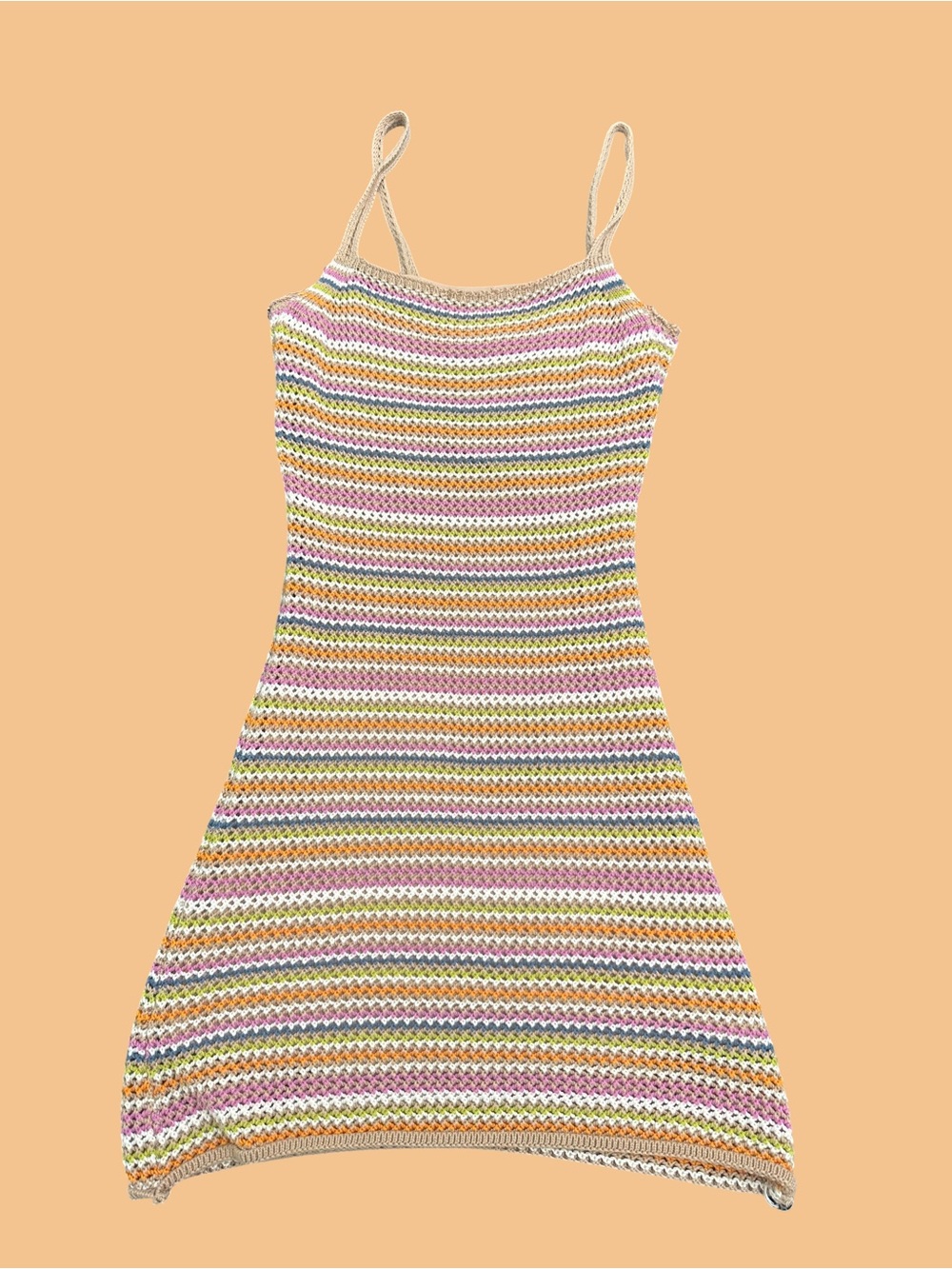 Olive & Oak Striped Knit Sundress in Beige, Pink, Green, Yellow